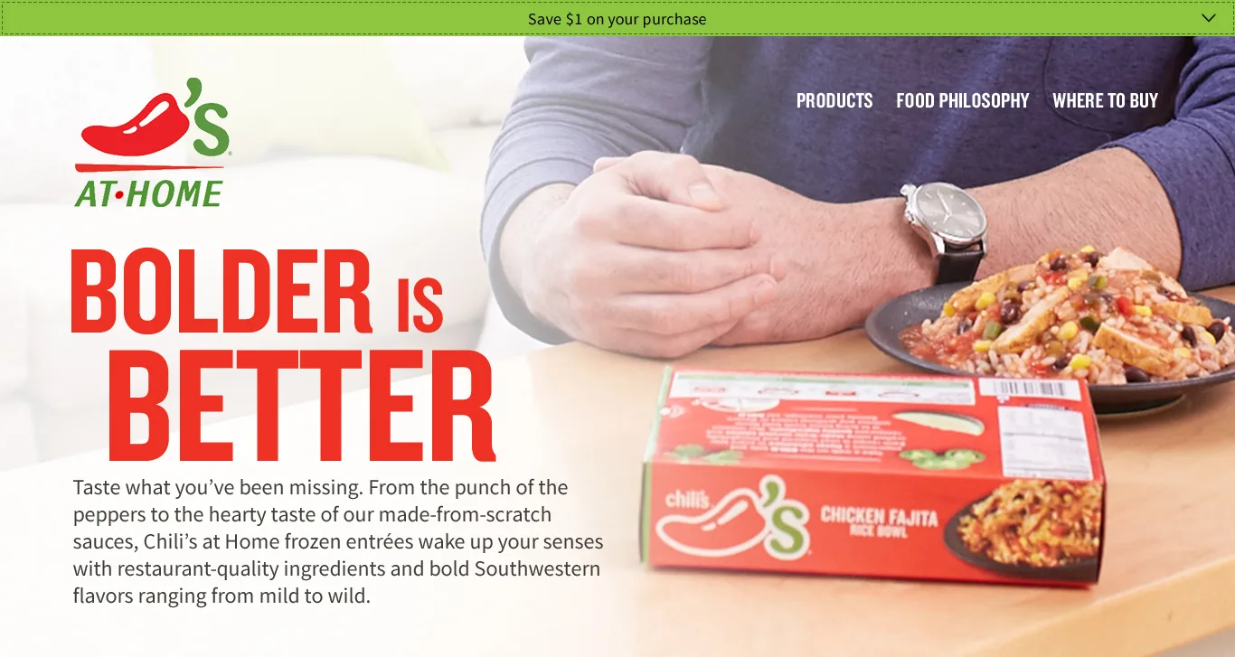Chilis at Home food philosophy hero design