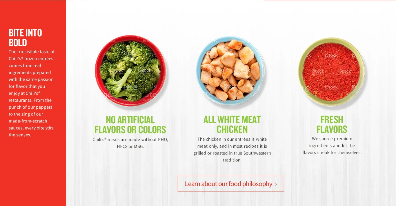 Chilis at Home ingredients page design