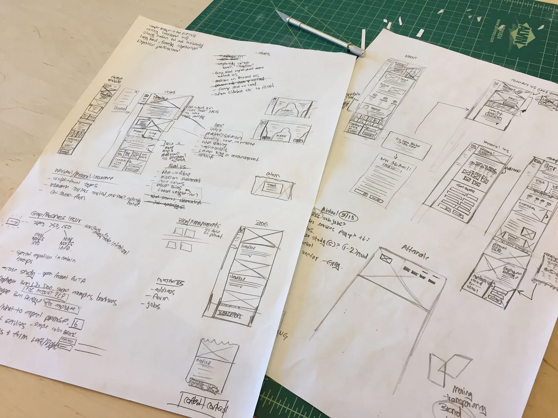 Morgan Planning rough wireframes