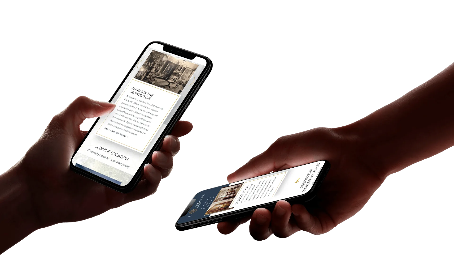 Celeste Hotel and Bar mobile design in hand mockups