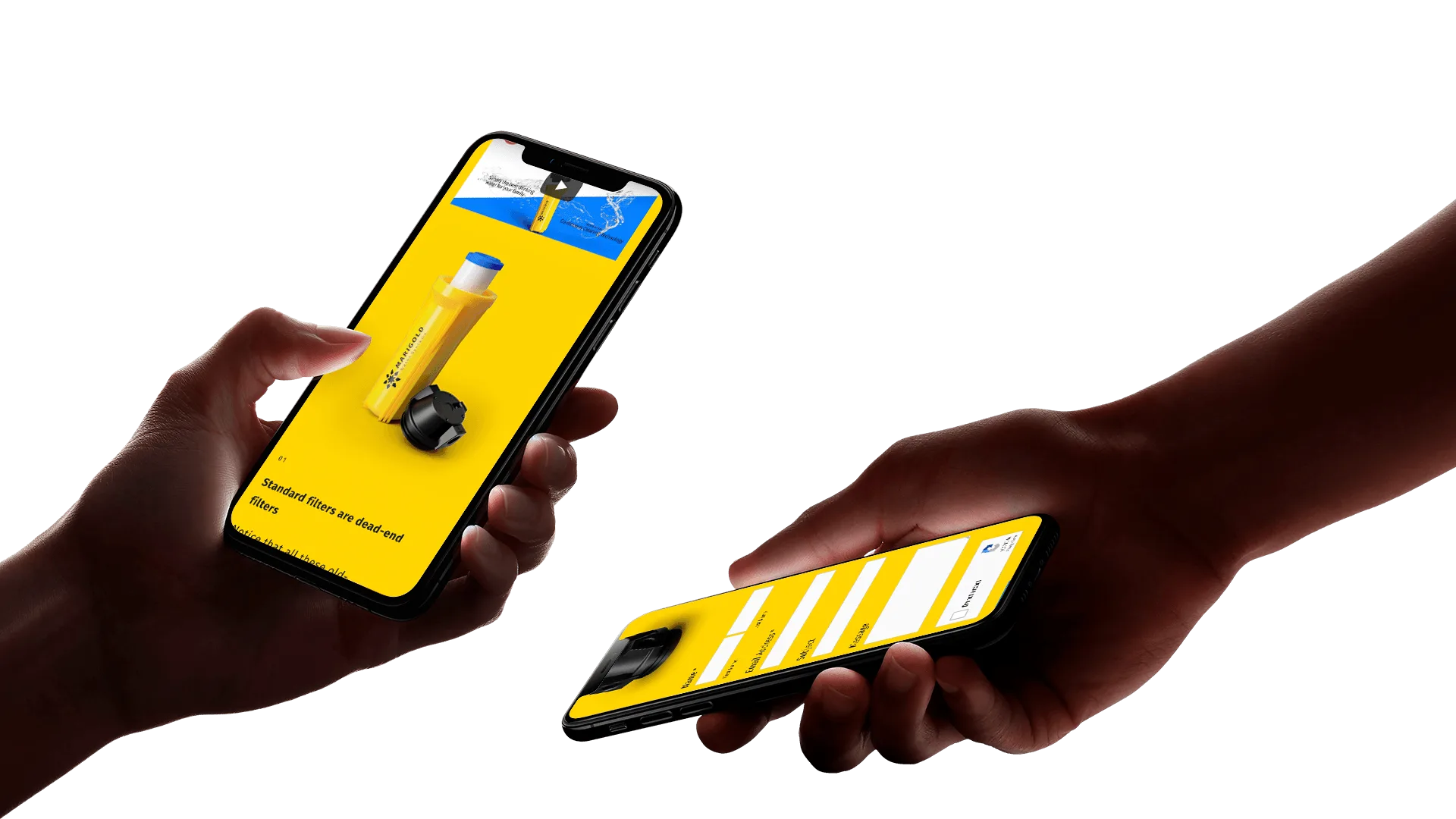 Marigold mobile design in hand mockups