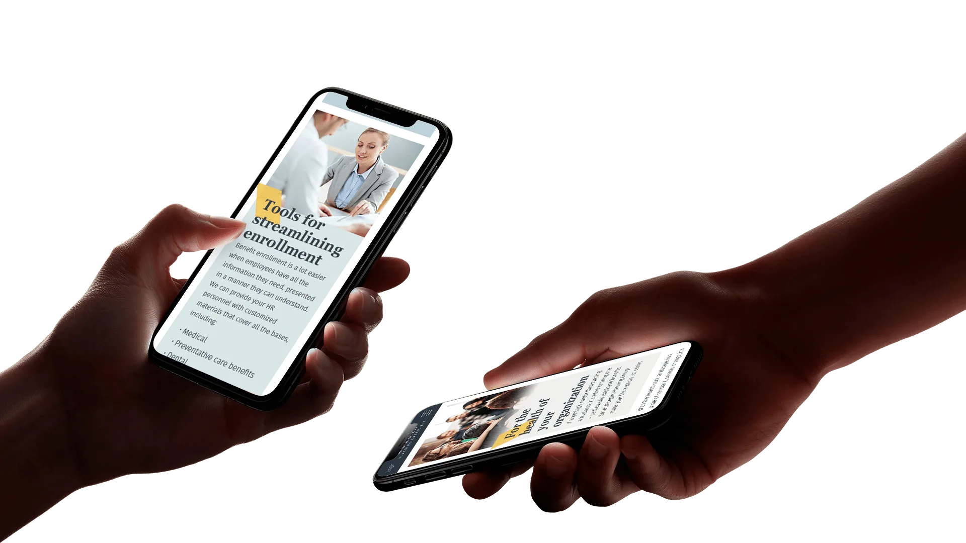 Morgan Planning mobile design in hand mockups