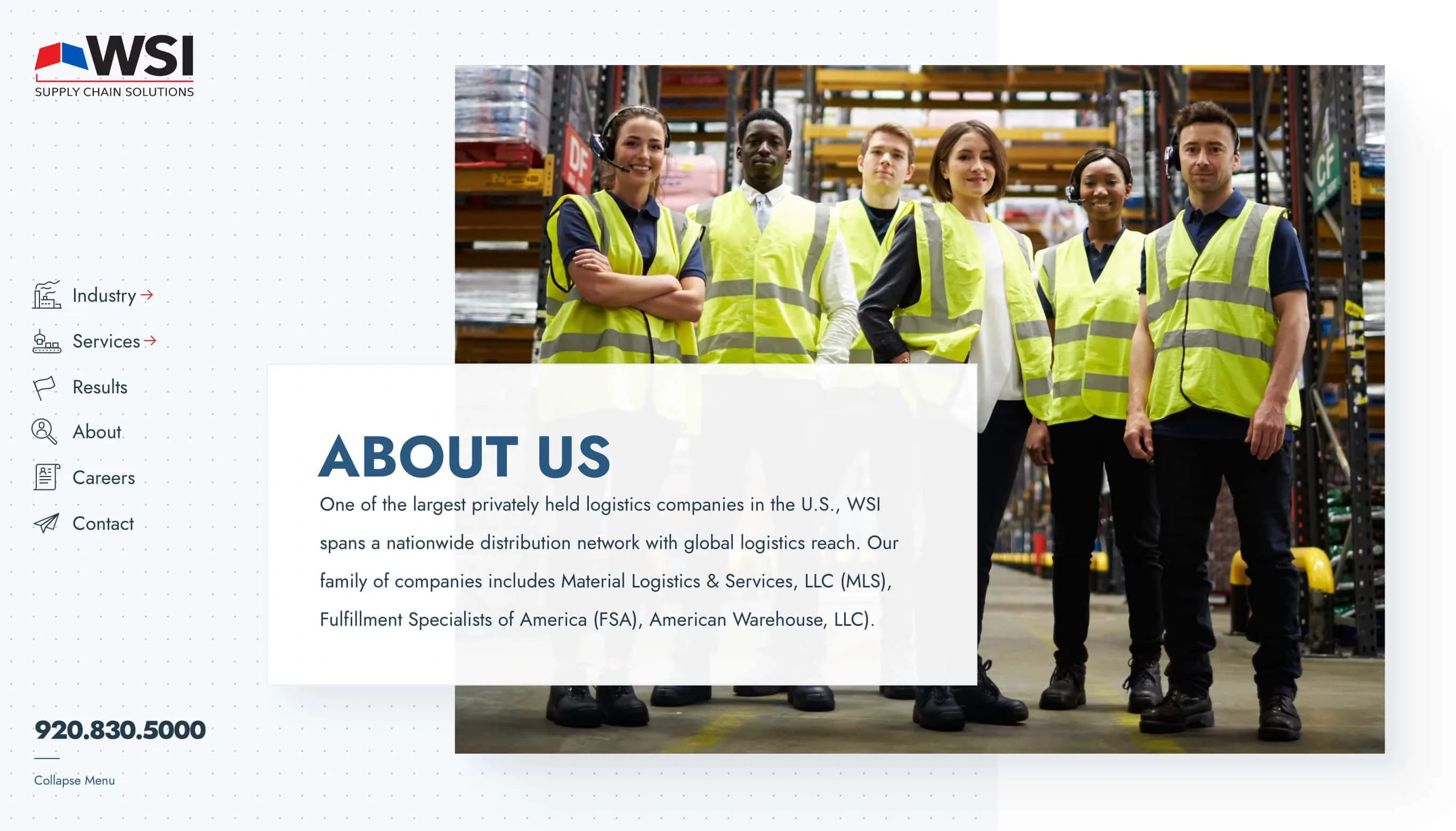 WSI Solutions about page hero design
