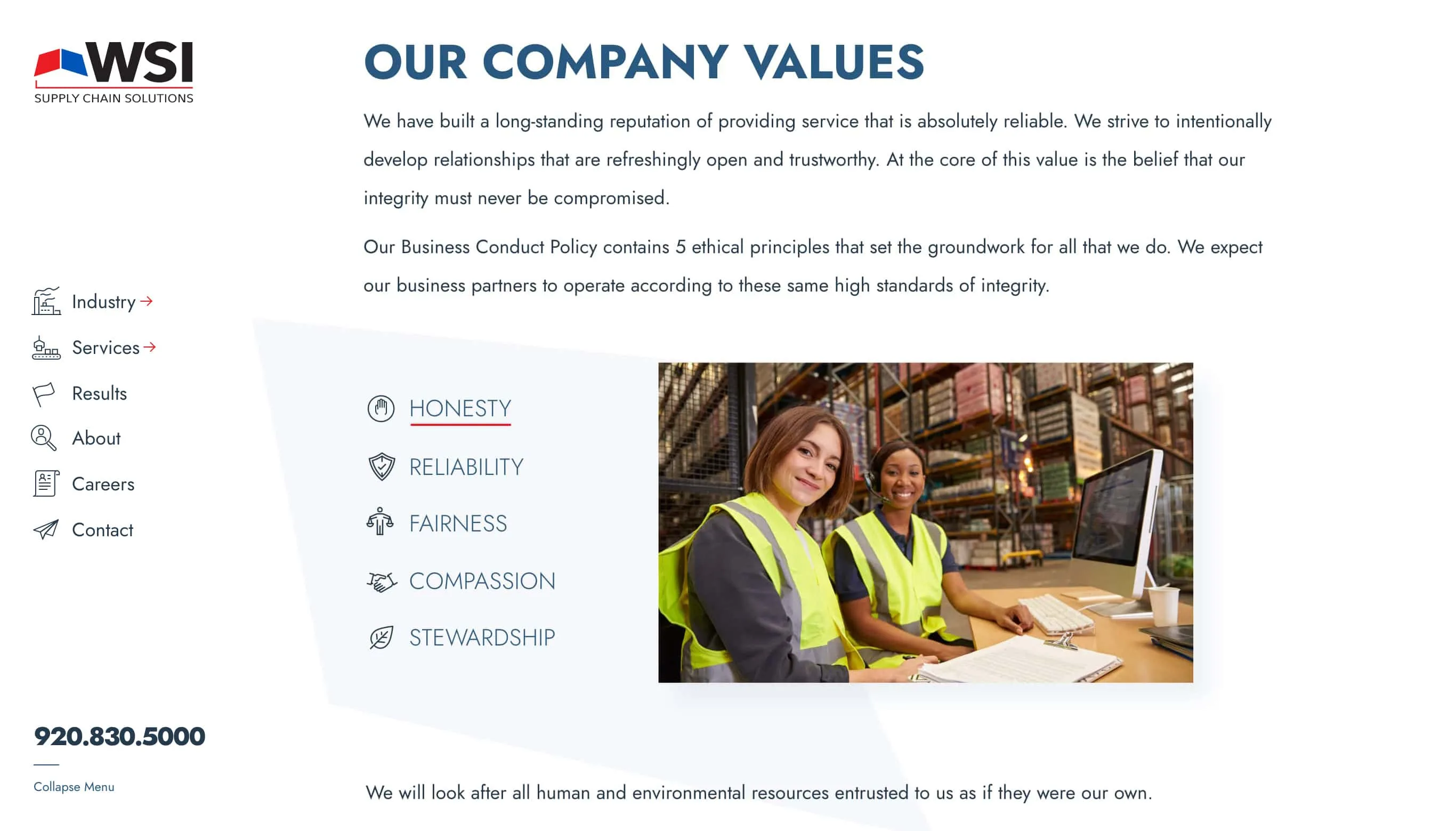 WSI Solutions about page design