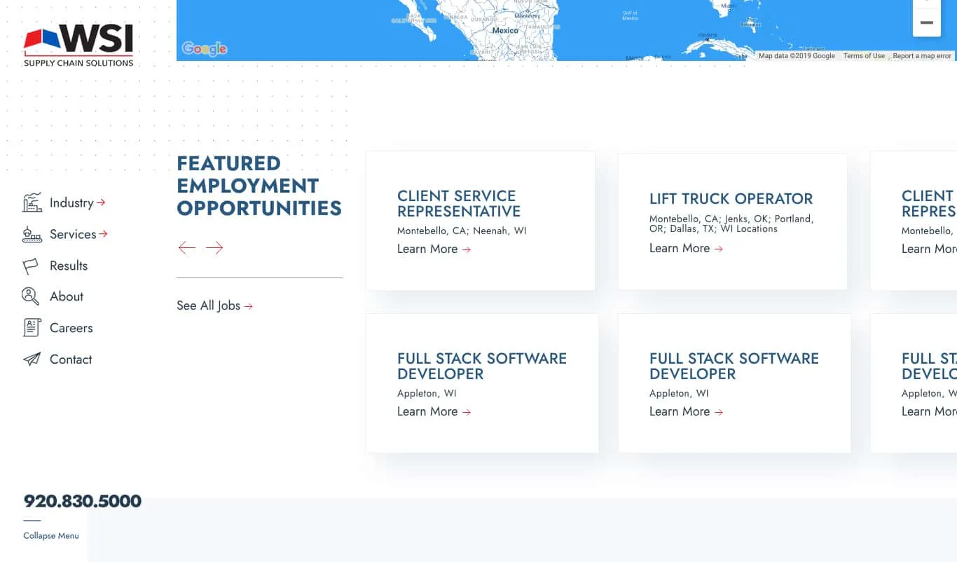 WSI Solutions job opportunities page design