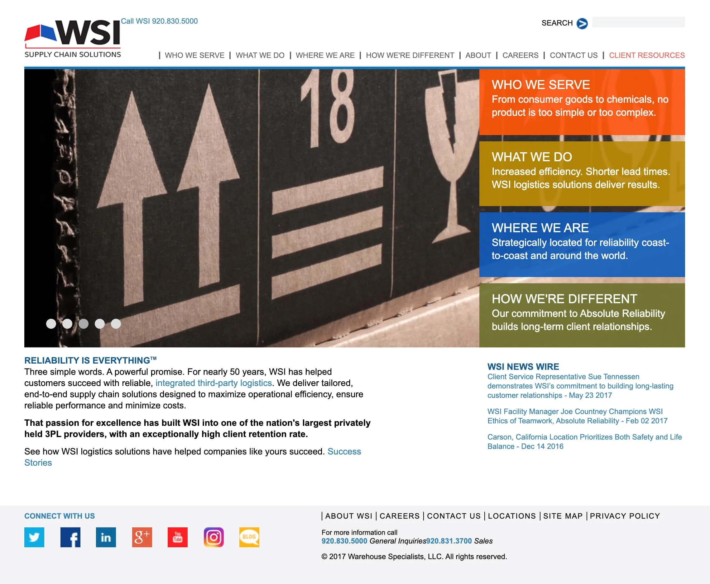 WSI Solutions old website screenshot